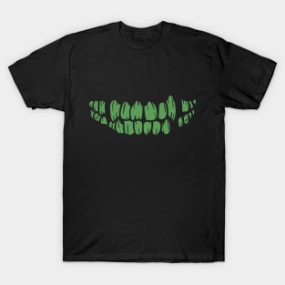 Gross Green Grin - skull, monster, zombie, Halloween T-Shirt